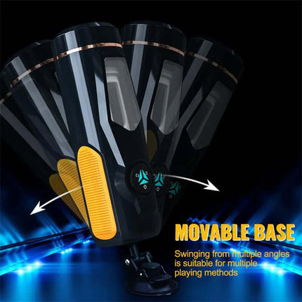 Aneemun Masturbator with Thrusting and Rotation featuring movable base for varied angles and enhanced solo play experience.