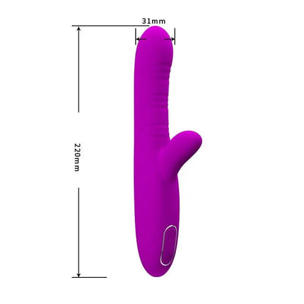 Purple Angelique Tickling Vibe USB with dimensions of 220mm x 31mm for versatile pleasure and stimulation.