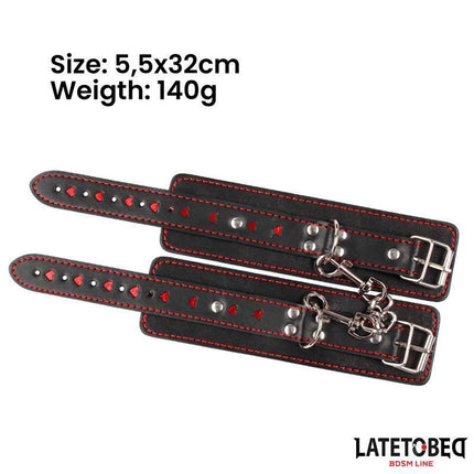 Ankle Cuff with chain and Hearts from Latetobed BDSM Line featuring romantic hearts motif and durable design, size 5.5x32cm.