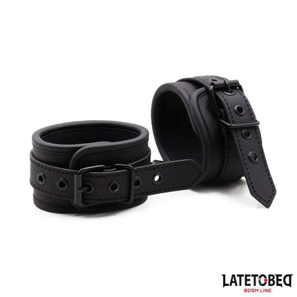 Ankle Cuffs BDSM - Solid Black by Latetobed, featuring durable PU and metal construction for intense, secure play.