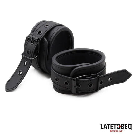Black Ankle Restraints Neoprene Adjustable with buckle, stylish and discreet design for comfort and reliable restraint in sensory play.