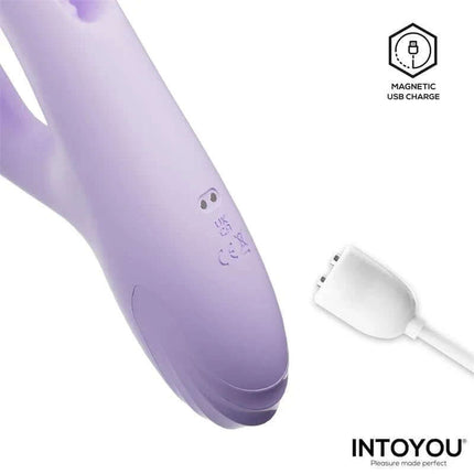Annia G-Spot Vibrator with Internal Wiggling featuring magnetic USB charging port and INTOYOU branding, purple design.