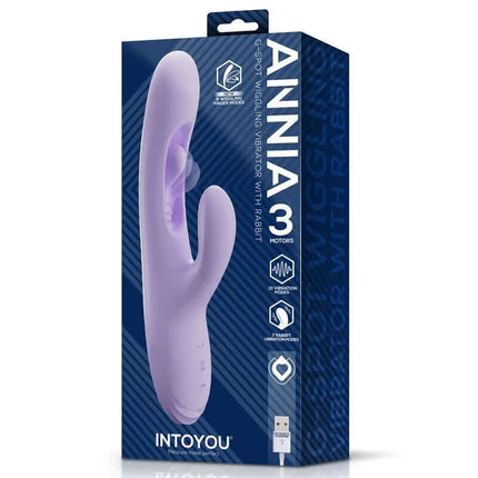 Annia G-Spot Vibrator with Internal Wiggling by INTOYOU, featuring a curved design for G-spot stimulation with three customizable motors.
