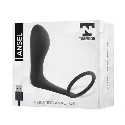 Ansel Anal Plug with Vibration and Cock Ring USB Silicone in packaging