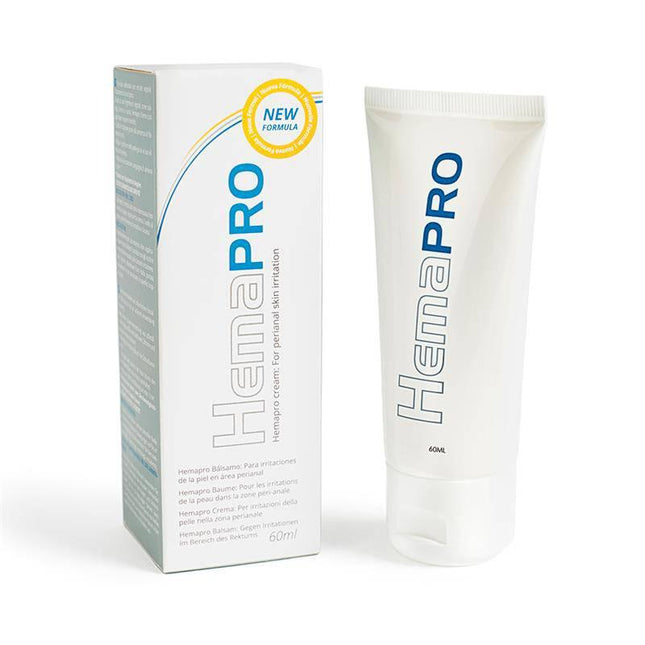 Anti-Hemorrhoid Cream Hemapro with plant-based formula for hemorrhoid relief, featuring goldenrod, lemon, and ruscus extract.