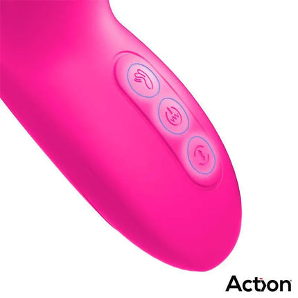 Close-up of Antony Double Tapping and Finger Wiggling Vibe controls in vibrant pink, highlighting customizable pleasure settings.