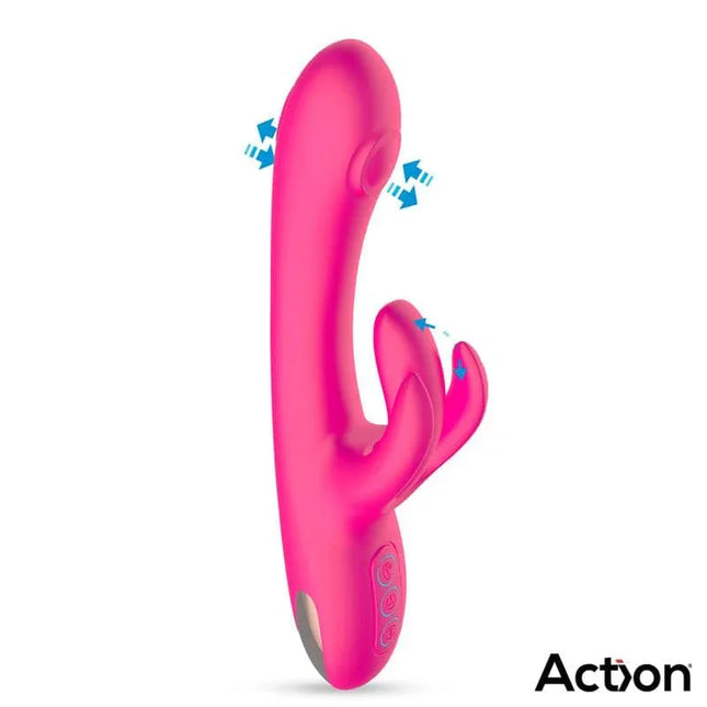 Antony Double Tapping and Finger Wiggling Vibe with triple-function design and customizable controls shown in vibrant pink.