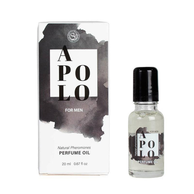 Apolo Oil Pheromones Perfume 20 ml bottle and packaging with refined woody scent for men