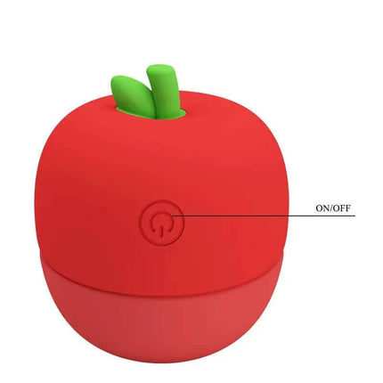 Apple Secret Licking Stimulator in red apple shape with on/off button for intimate pleasure.