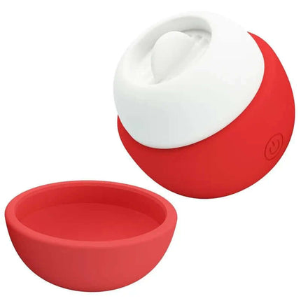 Apple Secret Licking Stimulator with flexible silicone tongue and cap, perfect for discreet intimate pleasure and travel-friendly exploration.