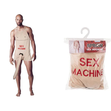 Apron with Plush Penis Sex Machine – Funny gag gift with inflatable detail for humorous cooking and barbecue sessions.