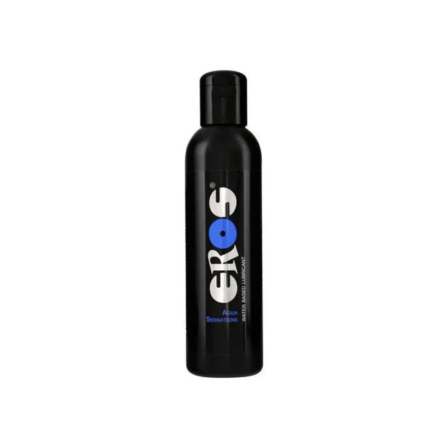 Aqua Sensations Waterbased Lubricant 500 ml bottle with black packaging for smooth, worry-free intimacy and easy cleanup.