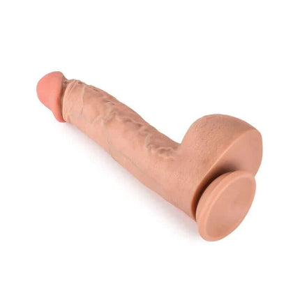 August Dildo Dual Layer 11, realistic double-layer PVC dildo with lifelike texture and powerful core for enhanced adult experience.