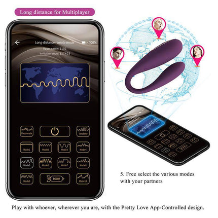 August Vibrador de Parejas App Remote Lila CL12 with smartphone app control for versatile couple’s pleasure.
