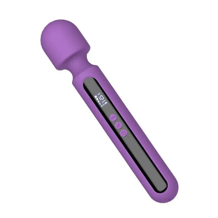 Aura Wand Massager with Digital Led Screen, Big Size and Powerfull 29.5 cm in purple with soft silicone finish and LED controls