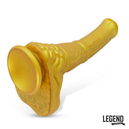 Aurelix Liquid Silicone Dildo 24,5 cm in luxurious gold finish from Legend Dildos collection, designed with ultra-silky body-safe silicone.