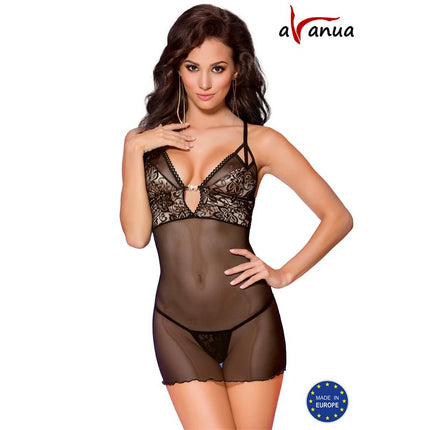 Aurora Chemise Black by Avanua, luxurious European-made lingerie offering elegant style and comfort for intimate wear.