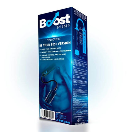 Box of Automatic Penis Pump PSX05 USB from Boost Pumps featuring product information and design.