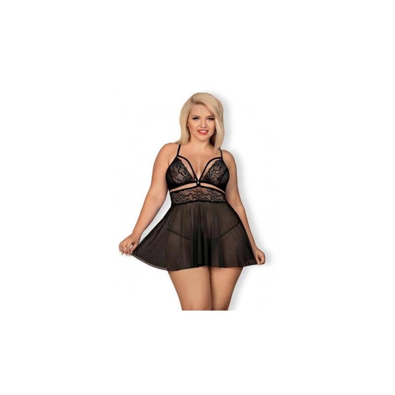 Babydoll and Thong Set Black - secretsextoys.store
