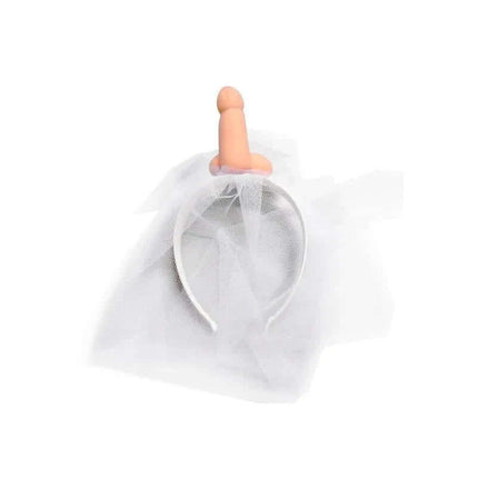 Veil headband with a penis for bachelorette party fun, featuring a playful centerpiece and lightweight design for all-night wear.