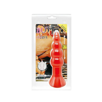 Baile Bulbous Shaped Butt Plug Orange in packaging with graduated bulb design for escalating fullness.