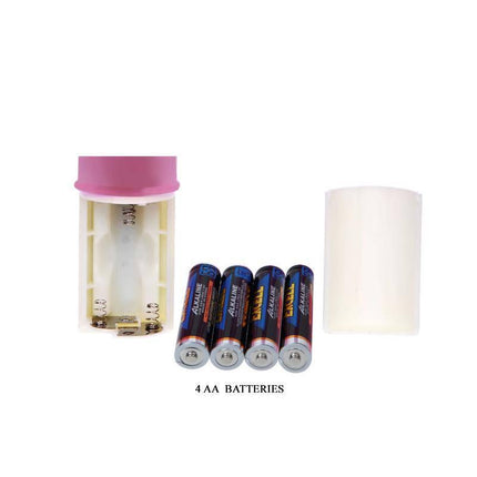 Baile Clear Vibe Pink battery compartment with 4 AA batteries