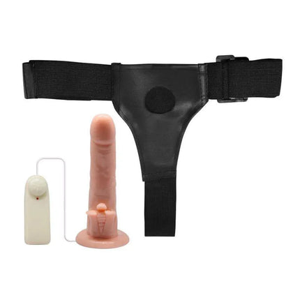 Baile Dildo Strap-On with Remote Control 18 cm featuring realistic design and adjustable harness for couples' play.