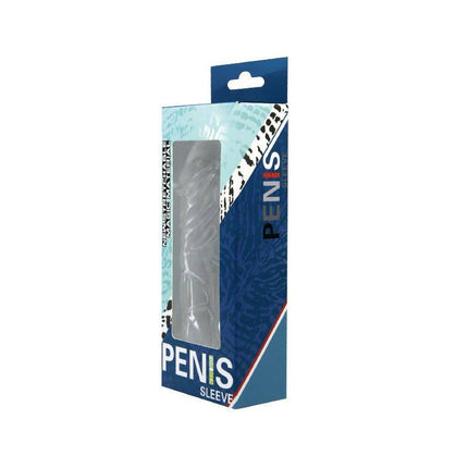 Baile Penis Sleeve Clear packaging, transparent extension for enhanced pleasure, designed in USA.
