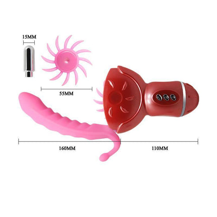 Baile Stimulator Rolling Fun II with ergonomic design and multiple dimensions shown