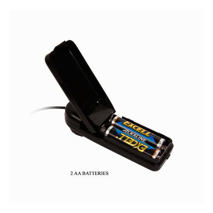 Battery compartment of Baile Strap-On Vibrating Dildo Flesh 18.5 cm showing two AA batteries in holder.