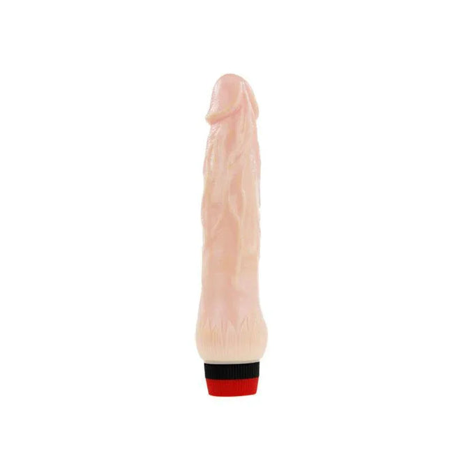 Baile Vibe Flesh realistic waterproof vibrator with vein-detailed texture, 21.5 cm long for lifelike solo play experience.