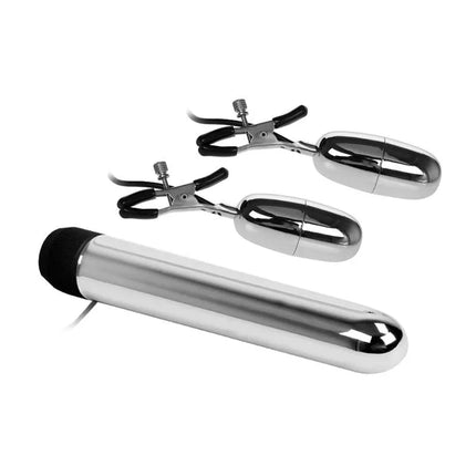 Baile Vibrating Bullet and Nipple Clamps with Vibration Set Turbo on display