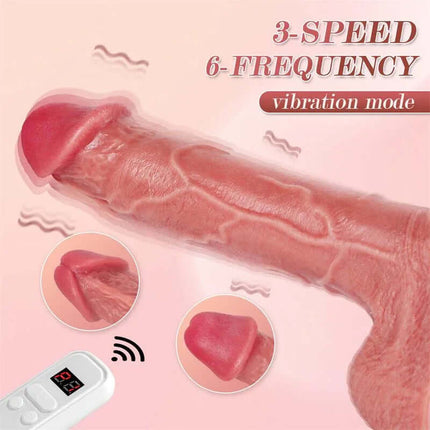 Baird Dildo with Thrusting and Vibration 8 features three-speed, six-frequency modes with remote control for customizable pleasure.