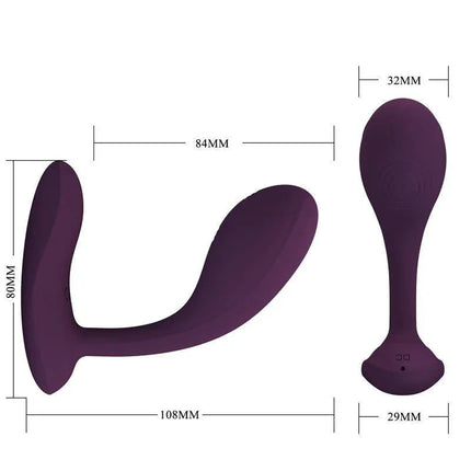 Baird G-Spot Vibrator wih App ergonomic design and dimensions for precise G-spot targeting and comfort in dark purple