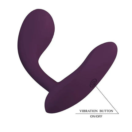 Baird G-Spot Vibrator wih App, ergonomic design, velvety silicone, purple color, featuring vibration button