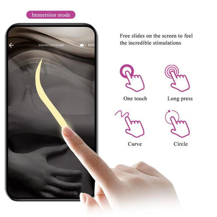 Baird G-Spot Vibrator wih App showcasing immersion mode and interactive touch features for personalized pleasure experience.