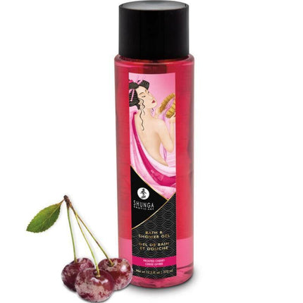 Bath and Shower Gel Frosted Cherry with artistic Japanese label and fresh cherries