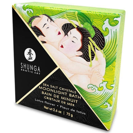Box of Bath Salt Lotus Flower with shunga art design, featuring lotus fragrance, for luxurious bathing experience.