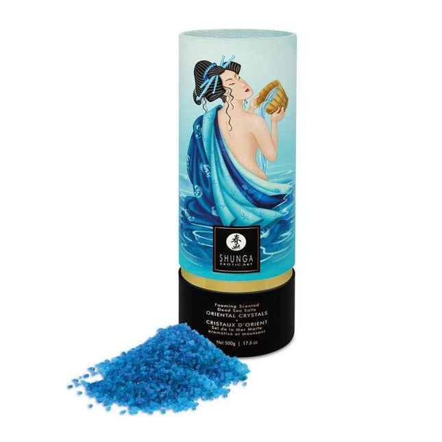 Bath Salts Ocean Temptation 500 gr package with blue bath crystals and artistic design.