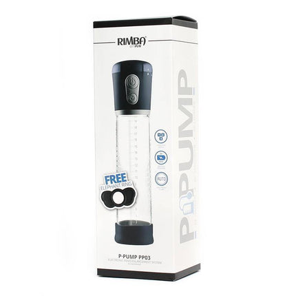 Battery-Operated Penis Enlarger P-Pump PP03 package showcasing features and design