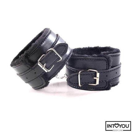 BDSM Bondage Set - 7 Pcs Furry Kit leather wrist cuffs for couples' intimate play.