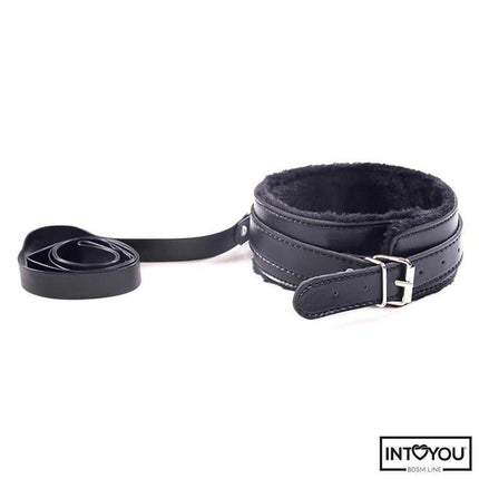 BDSM Bondage Set - 7 Pcs Furry Kit with black furry handcuffs shown on a white background.