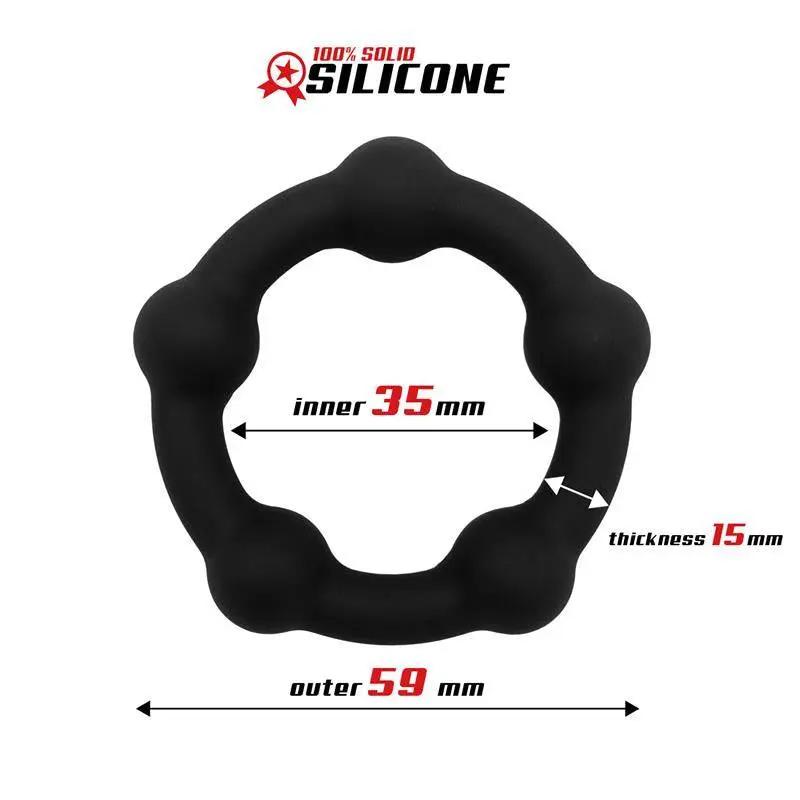 Bead Solid Cock Ring Silicone 3.5 cm Black - secretsextoys.store