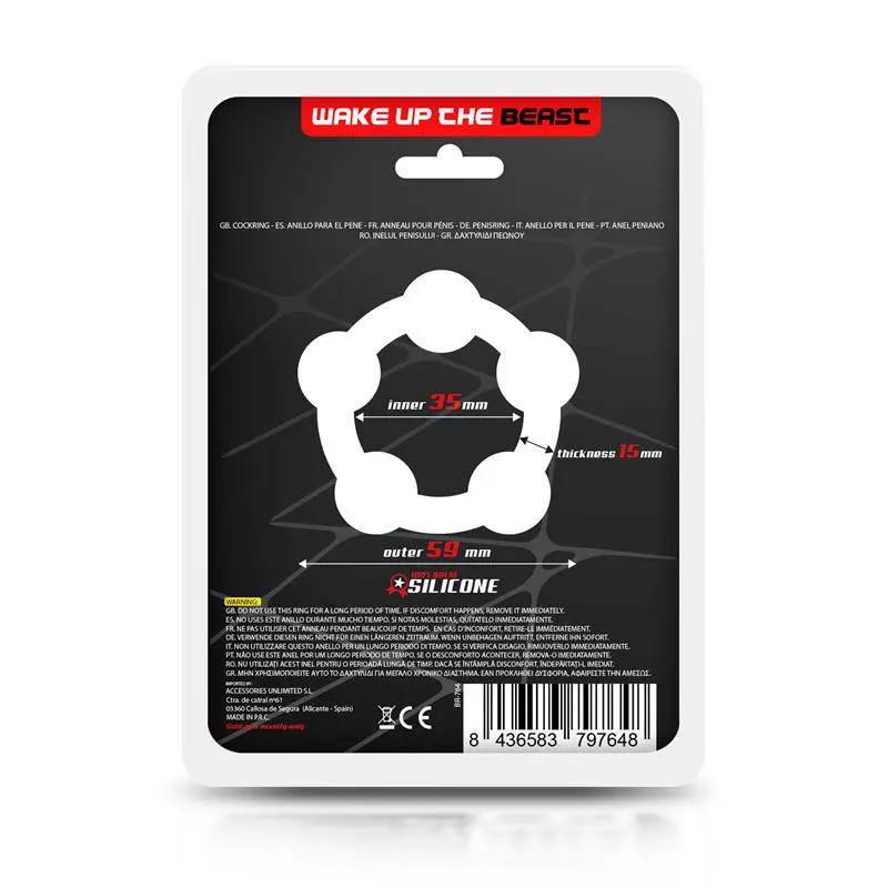 Bead Solid Cock Ring Silicone 3.5 cm Black - secretsextoys.store