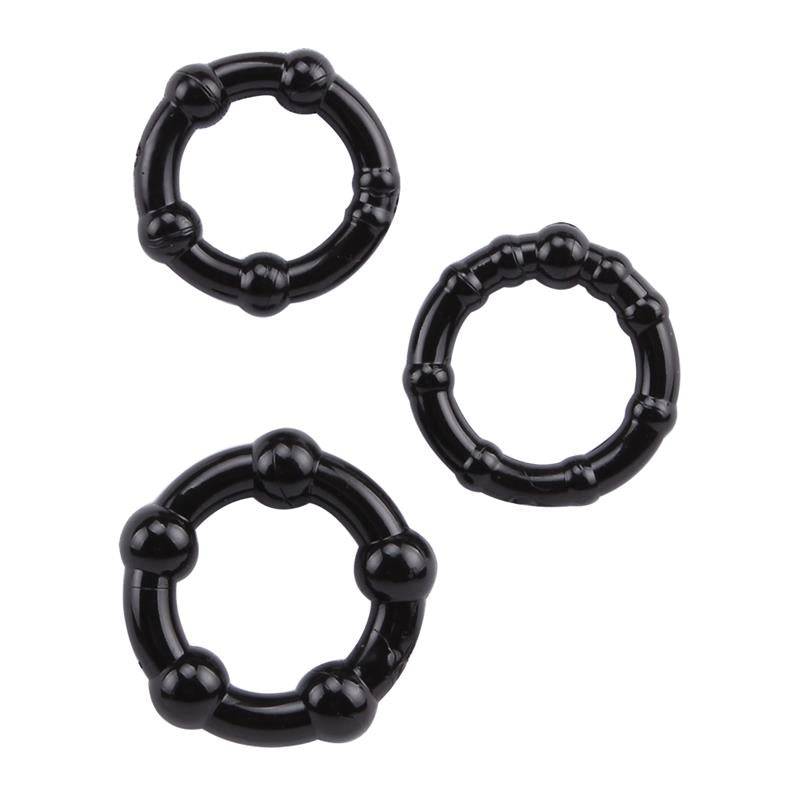 Beaded Cock Rings - Black - secretsextoys.store