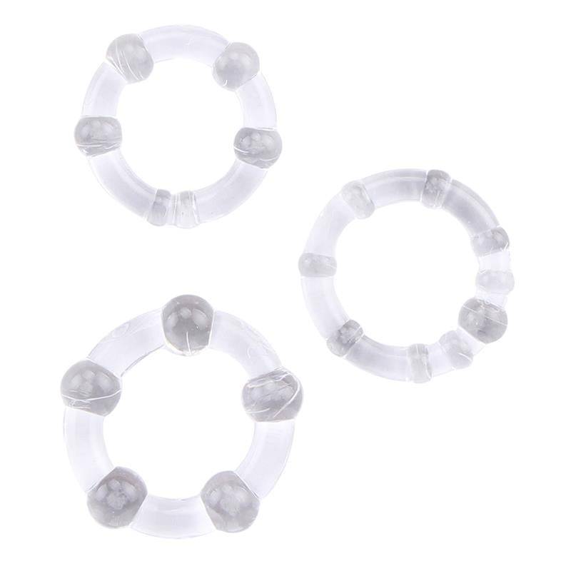 Beaded Cock Rings - Clear - secretsextoys.store