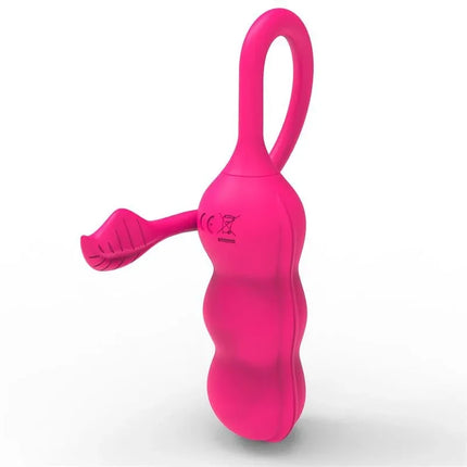 Beany Vibrating Egg and Kegel Exerciser USB Silicone in bright pink with ergonomic loop handle.