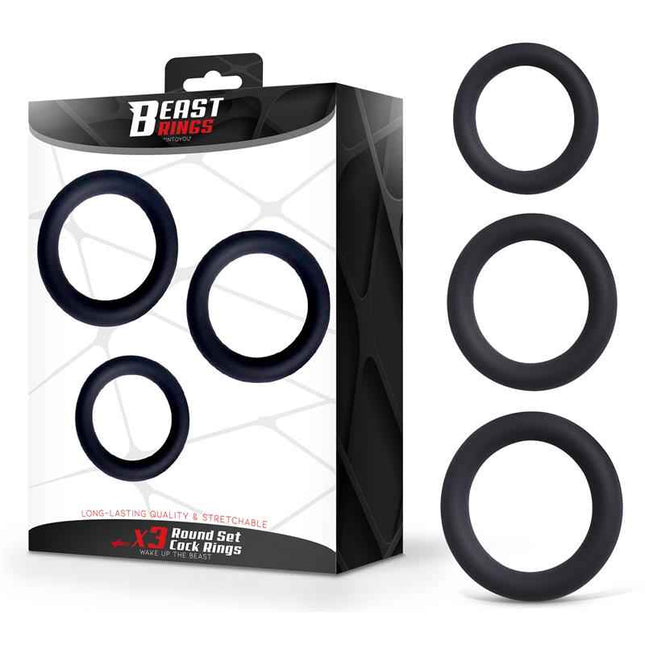 Set of 3 Penis Rings Silicone S, M and L