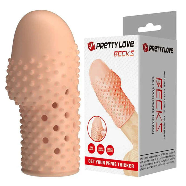 Becks Penis Sleeve in packaging, showcasing silky-smooth, textured surface for enhanced performance and longer-lasting erections.