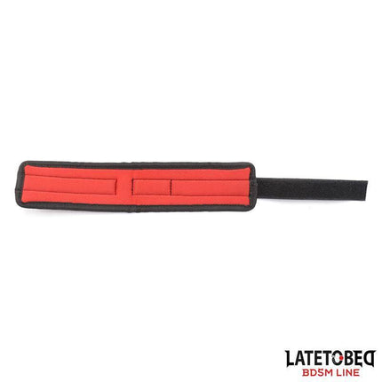 Red adjustable cuff from Bed Eestraint Set with Blindfold Adjustable Cuffs, part of Latetobed BDSM Line for sensory-driven play.
